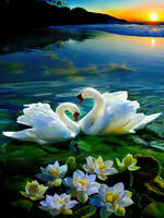 Без бренда «Пара белых лебедей на воде (20шт)» в Брянске 