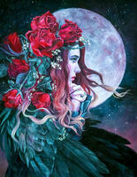 Без бренда «Девушка с розами в волосах на фоне луны» в Брянске в интернет-магазине Без бренда «Девушка с розами в волосах на фоне луны» в Брянске