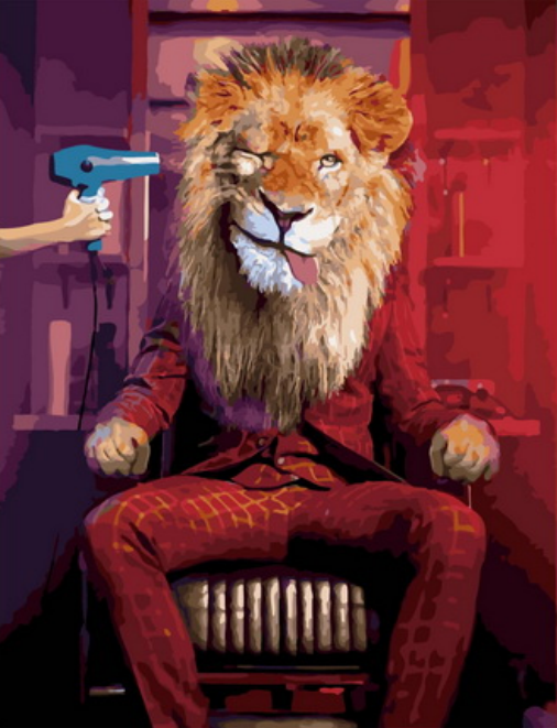 Картина по номерам 40x50 Лев в красном костюме