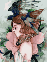 Без бренда «Девушка с большим цветком и птицы» в Брянске в интернет-магазине  Без бренда «Девушка с большим цветком и птицы» в Брянске