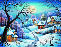 Красивая заснеженная деревня