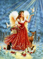 Ангел в лесу со зверьми