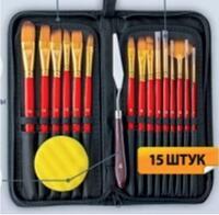 Без бренда «Коробка 50 шт.: Набор кистей для рисования в чехле, премиум набор (15 нейлоновых кистей, 1 мастихин) красные» в Брянске в интернет-магазине Без бренда «Коробка 50 шт.: Набор кистей для рисования в чехле, премиум набор (15 нейлоновых кистей, 1 мастихин) красные» в Брянске