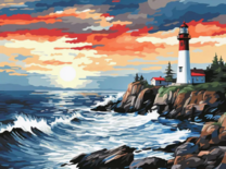 Закатное море и маяк